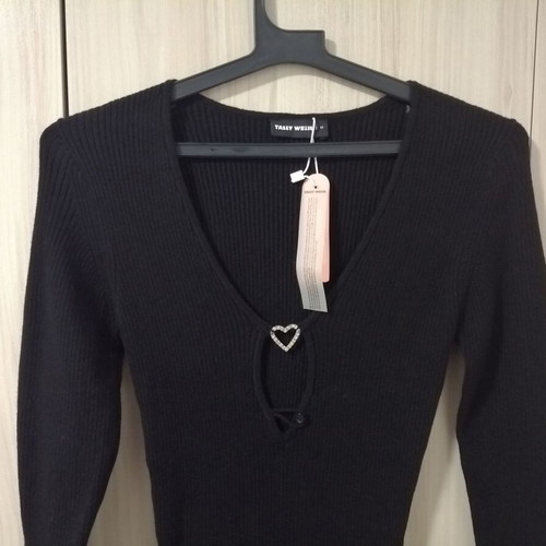 Tally Weijl black knitted mini dress with heart detail