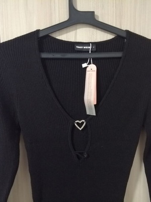 Tally Weijl black knitted mini dress with heart detail