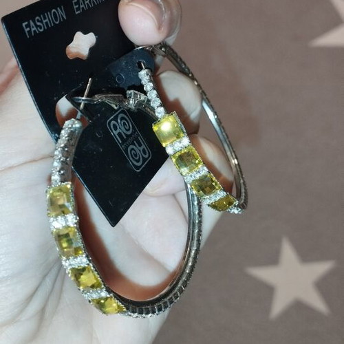 Ro Ro Accessories hoop earrings with yellow and clear stones