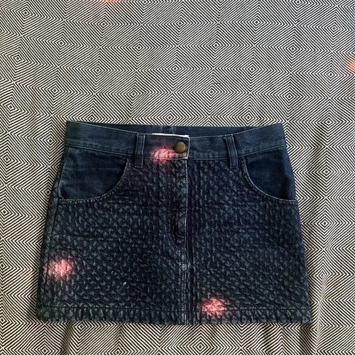 Chloé vintage quilted dark wash denim mini skirt like new