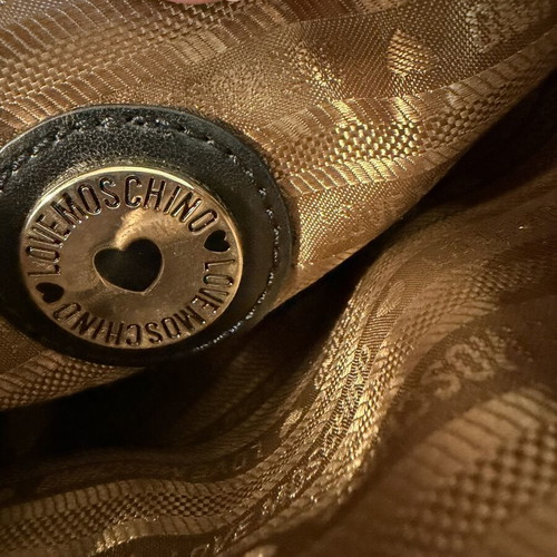 Love Moschino clutch bag used, synthetic leather, blue, 23x15 cm