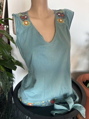 Zara turquoise sleeveless top like new with cords