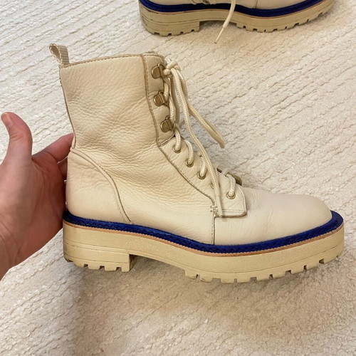 Μποτάκια Sam Edelman μεταχειρισμένα, γνήσιο δέρμα, μέγεθος 36,5-37, κρεμ
