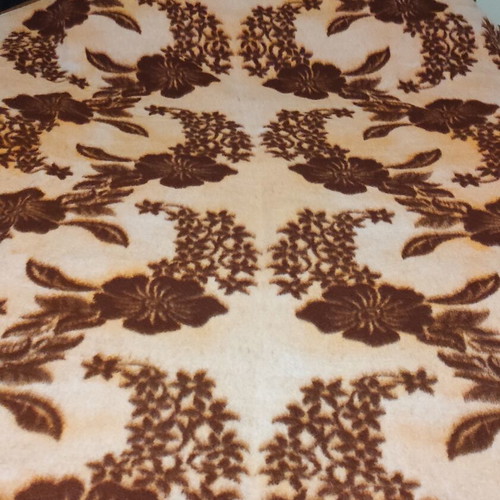 Wool blanket double-sided brown with white flowers, like new, 220x195 cm