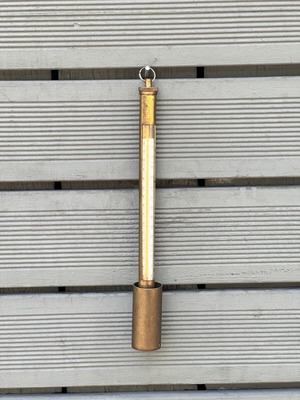Vintage Brass Laboratory Thermometer with Case 32 cm, used, non-functional