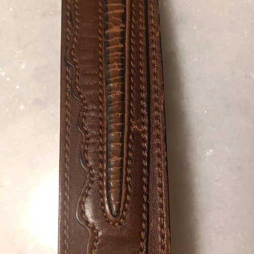 Men's leather belt brown like new with gold buckle 110 cm