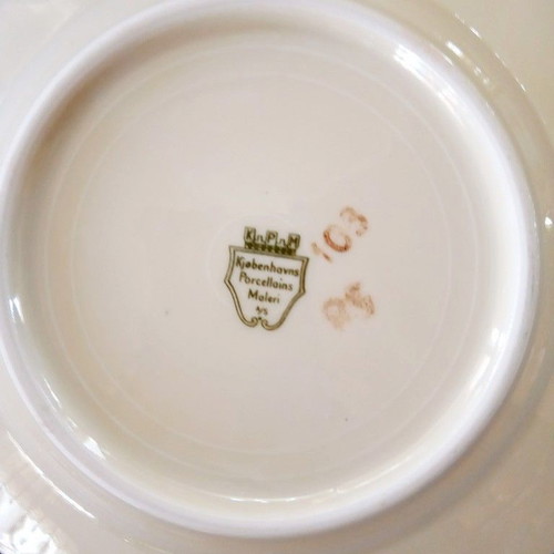 Antique set of five Danish Kobenhavns porcelain cups Maleri 1930