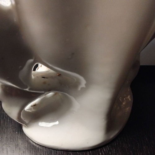 Porcelain vases pair used, baroque rococo style from 1940s