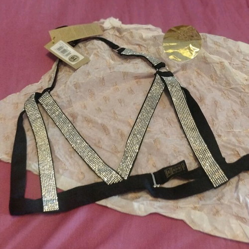 Med bra new with rhinestones, size 80B, black and silver