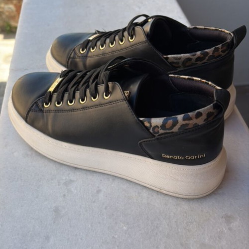 Renato Garini sneakers black with leopard print size 38 like new