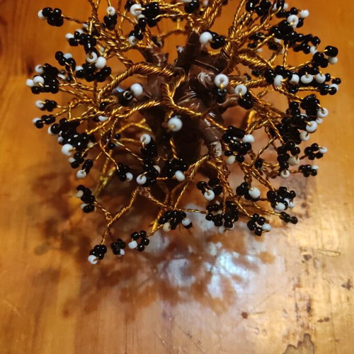 Handmade tree new from copper wire and beads 14cm