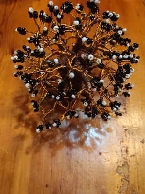 Handmade tree new from copper wire and beads 14cm