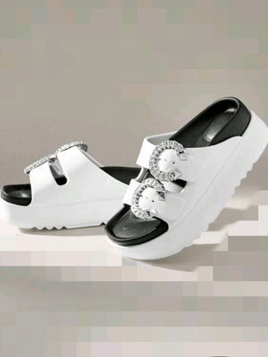 Solecia White Platform Slippers New, EVA Material, Size 40-41