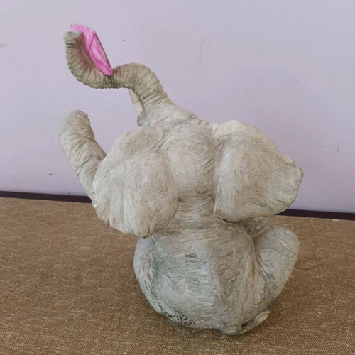 Elephant Sculpture 23 cm height 14 cm width used, signed by sculptor
