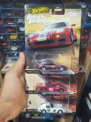 Hot Wheels Premium 1995 Mazda RX7 Chase, Ferrari 250 GTO, 76' Greenwood Corvette
