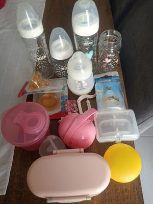 Baby feeding bottles and accessories set with Nuk, Chicco, Dr. Brown