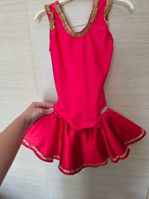 Ballerina dance costume size 4 like new, red satin and tulle