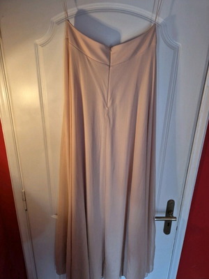 Maxi beige-pink skirt with tulle and lining, plus size