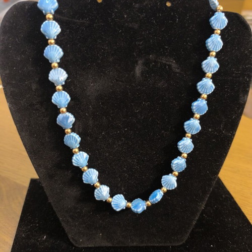 Necklace with Blue Shells Stainless Steel new