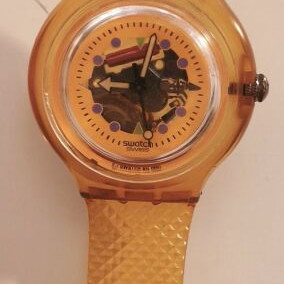 Swatch Ghent Golden Jelly GZ115 vintage watch used, gold color