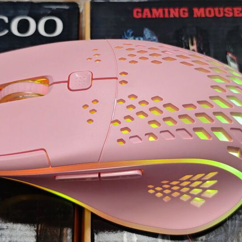 Vegcoo Q15 Wireless Gaming Mouse new, pink with RGB lighting