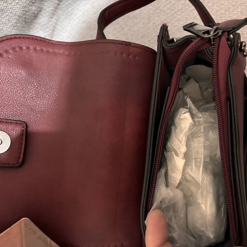 Primafila Crossbody Bag New, Burgundy Boho Style with Tassels and Studs