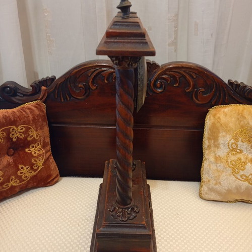 Portico Table Clock 19th Century Used, Wooden Frame, Quartz Mechanism
