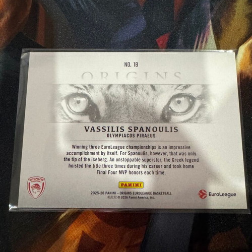 Panini Origins EuroLeague 2025-26 Vassilis Spanoulis Tiger Eyes Case Hit