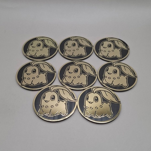 Pokémon TCG Chikorita Gold Black Coin Set of 8