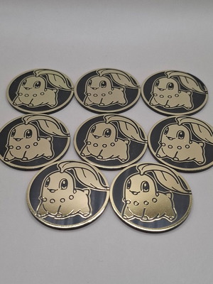 Pokémon TCG Chikorita Gold Black Coin Set of 8