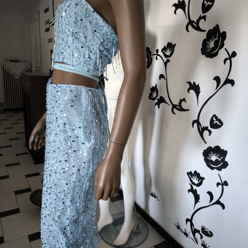 Set crop top and skirt baby blue new, handmade