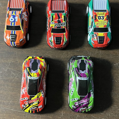 Pull Back Toy Car Set like new, 5 racing and pickup models
