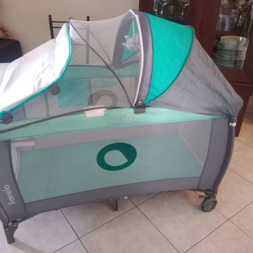 Lionelo Sven Plus playpen 2-level with canopy and mosquito net turquoise new