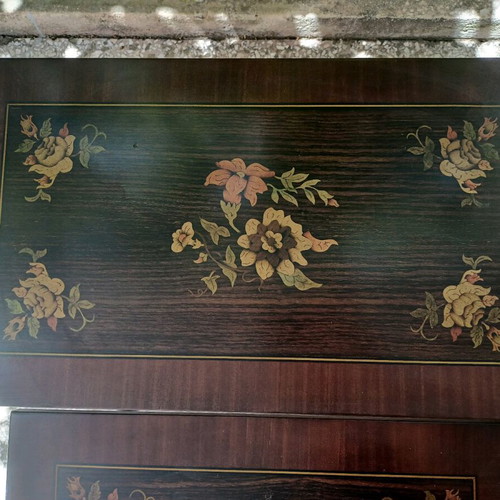 Zigon marquetry tables used, set of 3