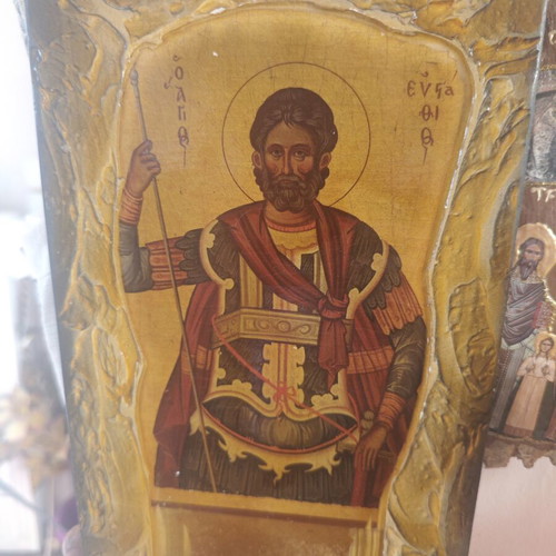 Wooden icon of Saint Efstathios used