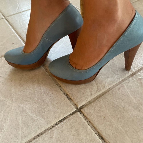 Chaniotakis leather women's heels used, size 39, 10.5 cm heel height