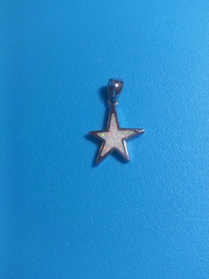 Silver 925 star pendant with white opaline and large ring new