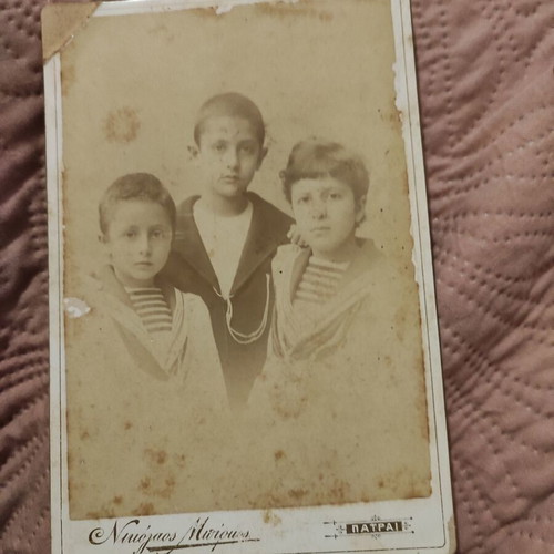 Black and white cabinet photo on cardboard by Nikolaos Birkos used