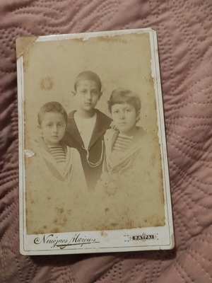 Black and white cabinet photo on cardboard by Nikolaos Birkos used