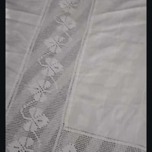 Handmade embroidered linen tablecloth used