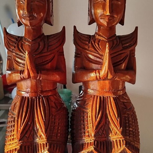 Wooden carved figures used, large set of 2
