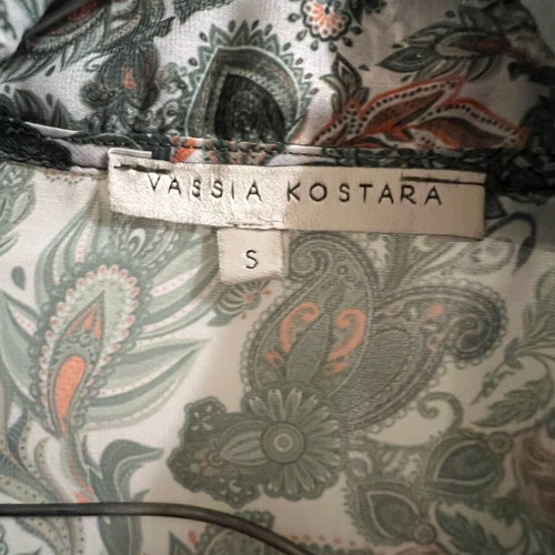 Vassia Kostara Boho shirt new, green with paisley print