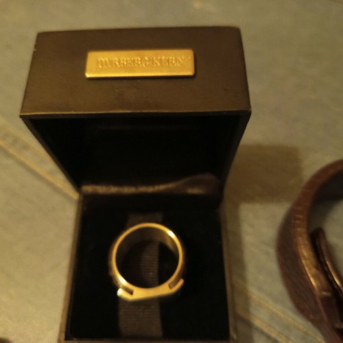 Dyrberg Kern leather bracelet and ring set like new, brown
