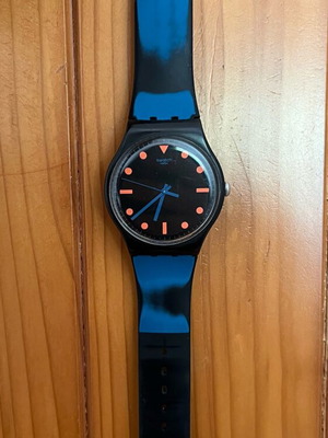 Swatch ρολόι unisex μεταχειρισμένο, μαύρο και μπλε