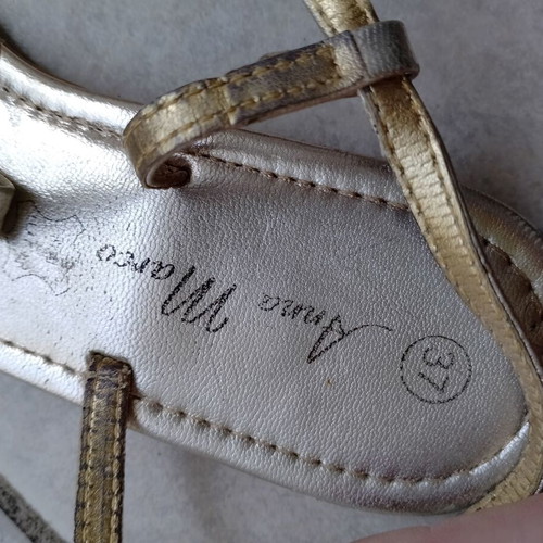Leather sandals used, set of 2, size 37, beige and silver
