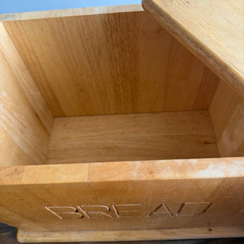 Wooden bread box like new, natural wood with mark