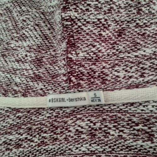 Bershka knitted cardigan like new, burgundy and white with hood