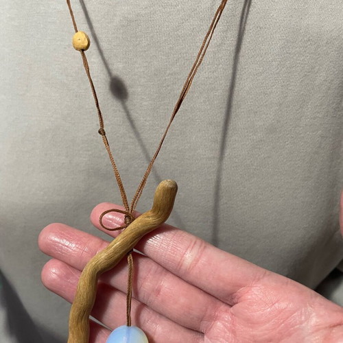 Handmade women's necklace used with moonstone and colorful cord