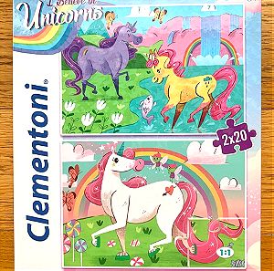 Clementoni παζλ Super Color | Believe in Unicorns 2 x 20 τμχ, 3+ ετών