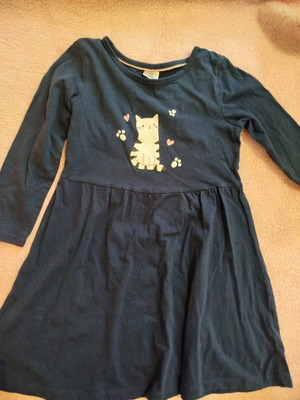 Children's dress blue with print like new, size 110 cm